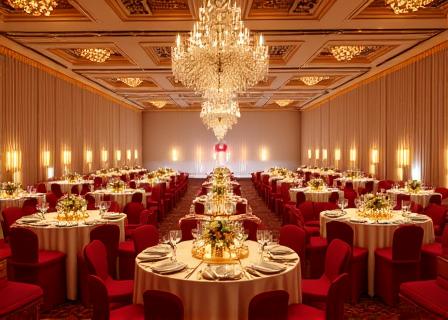 The Royal Ballroom set up for a gala dinner.