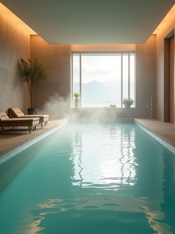 The serene indoor vitality pool at The Grandeur Spa.
